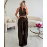 Pantalon pince extra extra long marron - DRESS DESIREE