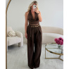 Pantalon pince extra extra long marron - DRESS DESIREE