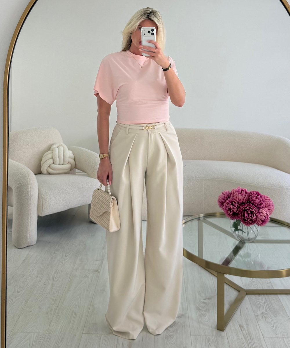 extra extra long creamy pleated trousers DRESS DESIREE