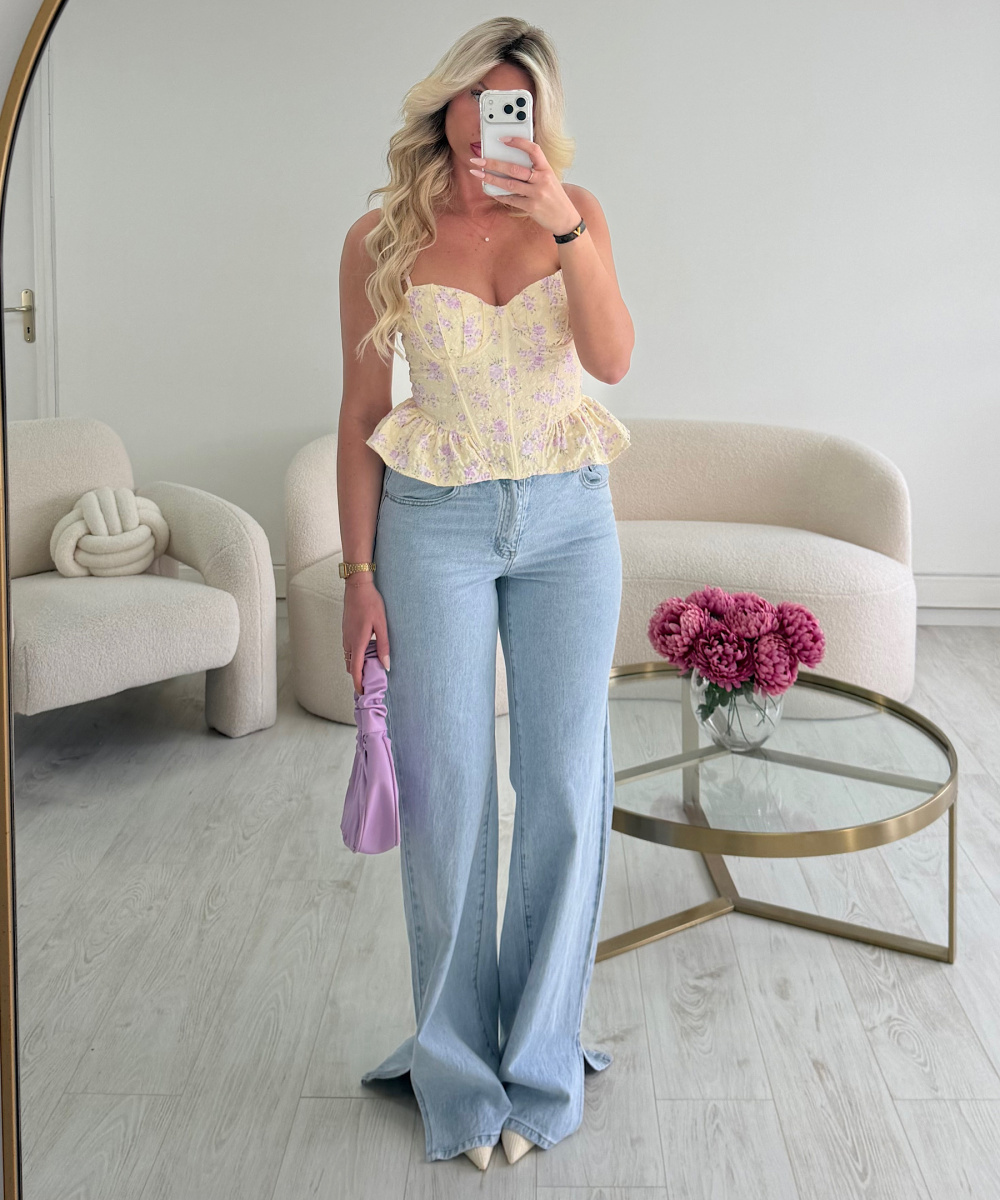 Tall blue split-leg jeans