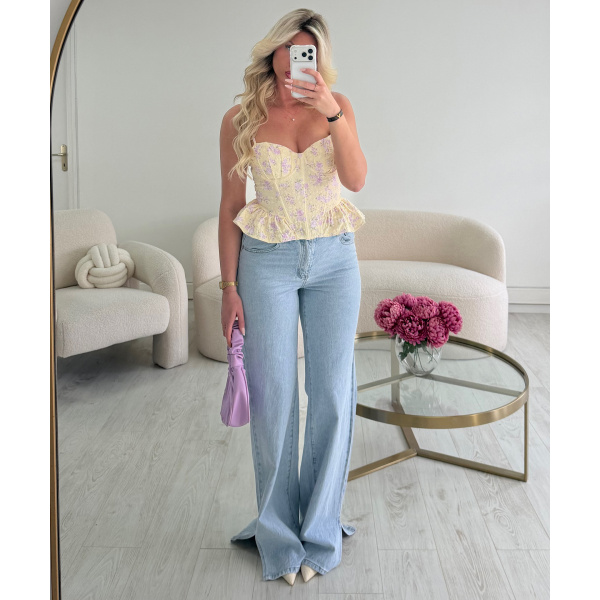 Extra-long blue split-leg jeans