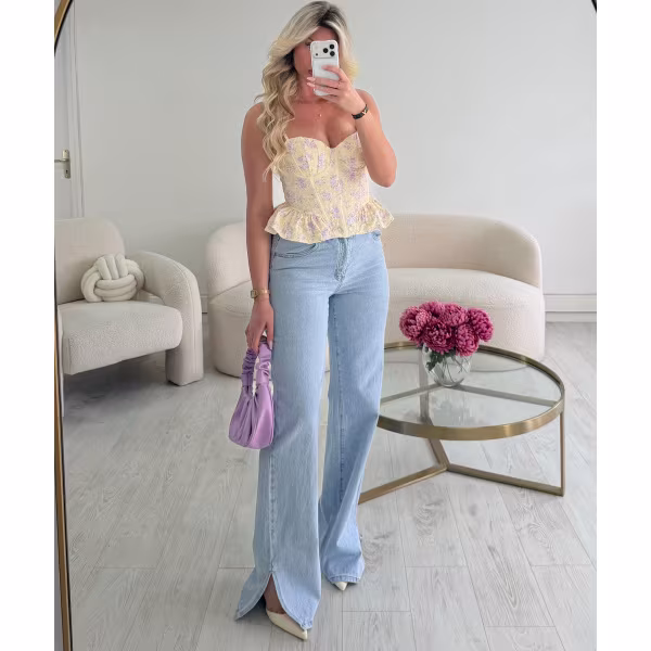 Jeans fente extra long bleu - DRESS DESIREE