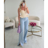 Extra-long blue split-leg jeans