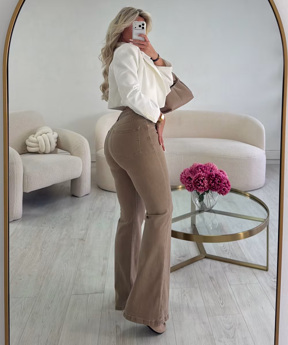 Jeans flare standard taupe