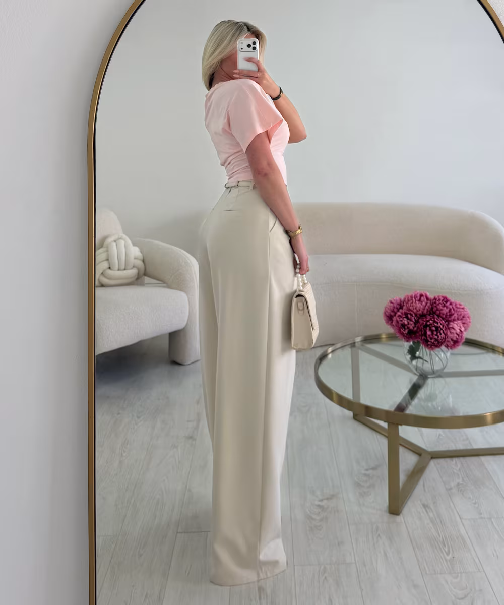 Pantalon barrel extra tall creamy