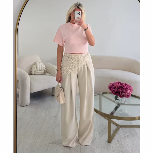Pantalon pince extra extra long creamy - DRESS DESIREE