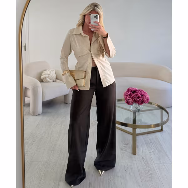 Pantalon tall large chocolat  - DRESS DESIREE
