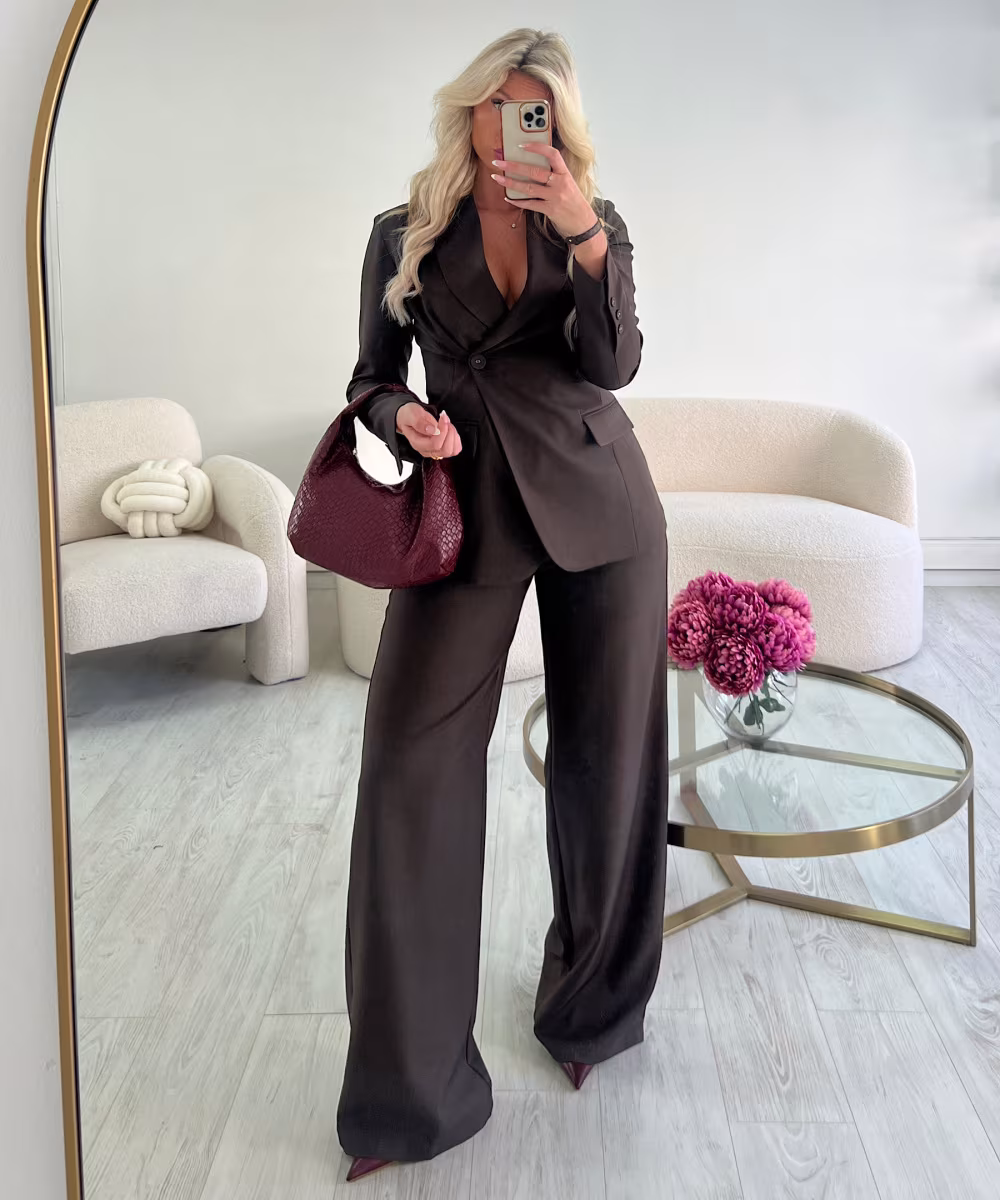 Pantalon tall large chocolat