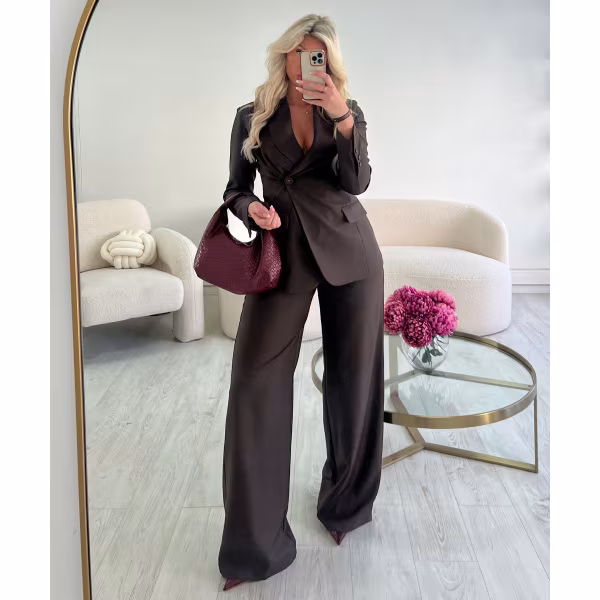 Pantalon tall large chocolat  - DRESS DESIREE