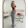 Grey ripped barrel-cut jeans with rolled-up hems - DRESS DESIREE