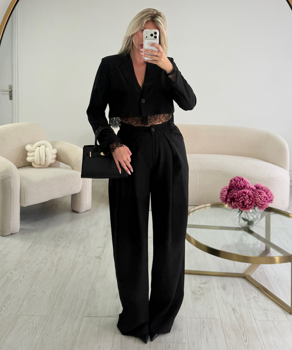 extra extra long black pleated trousers DRESS DESIREE