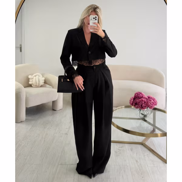 Pantalon pince extra extra long noir - DRESS DESIREE