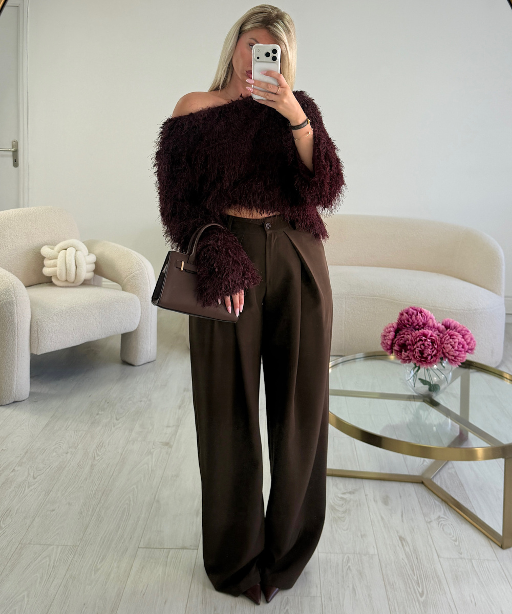 Pantalon pince extra extra long marron - DRESS DESIREE
