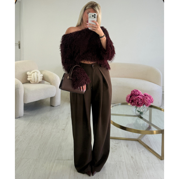 Pantalon pince extra extra long marron - DRESS DESIREE