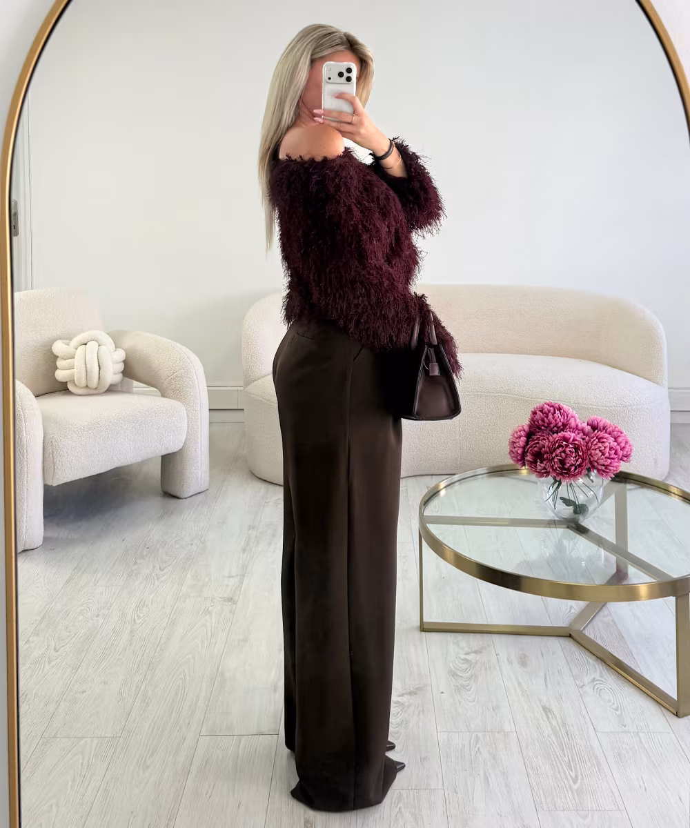 Pantalon barrel extra tall choco