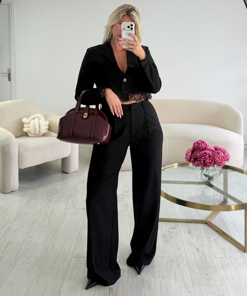 Black tall wide-leg trousers - DRESS DESIREE