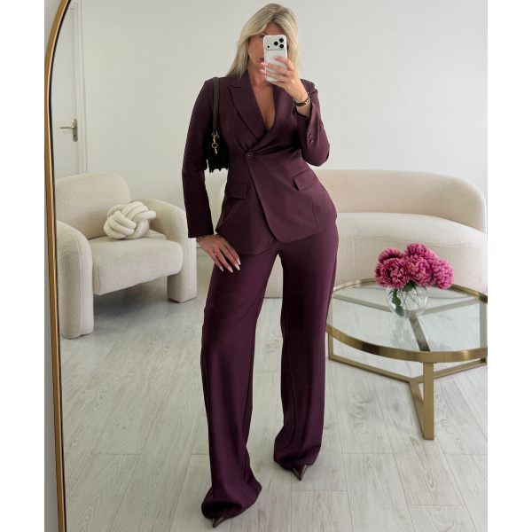 Plum Tall wide-leg flowing trousers - DRESS DESIREE