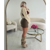 Brown mini skirt with belt - DRESS DESIREE