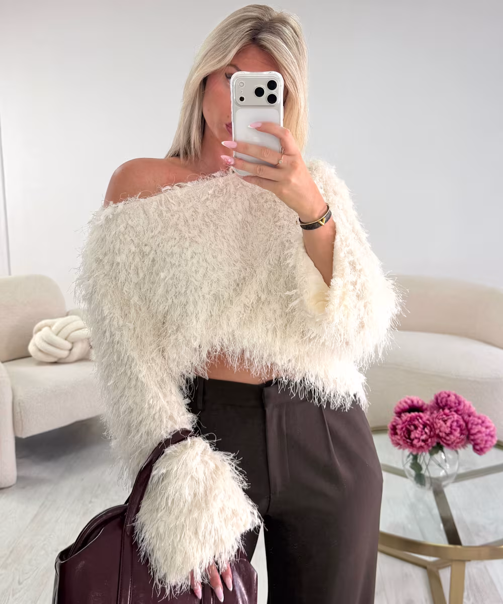 Top plume asymétrie blanc