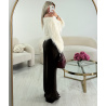 White asymmetric feather top