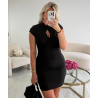 Black mandarin collar dress - DRESS DESIREE