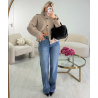 Taupe high-neck cardigan - DRESS DESIREE