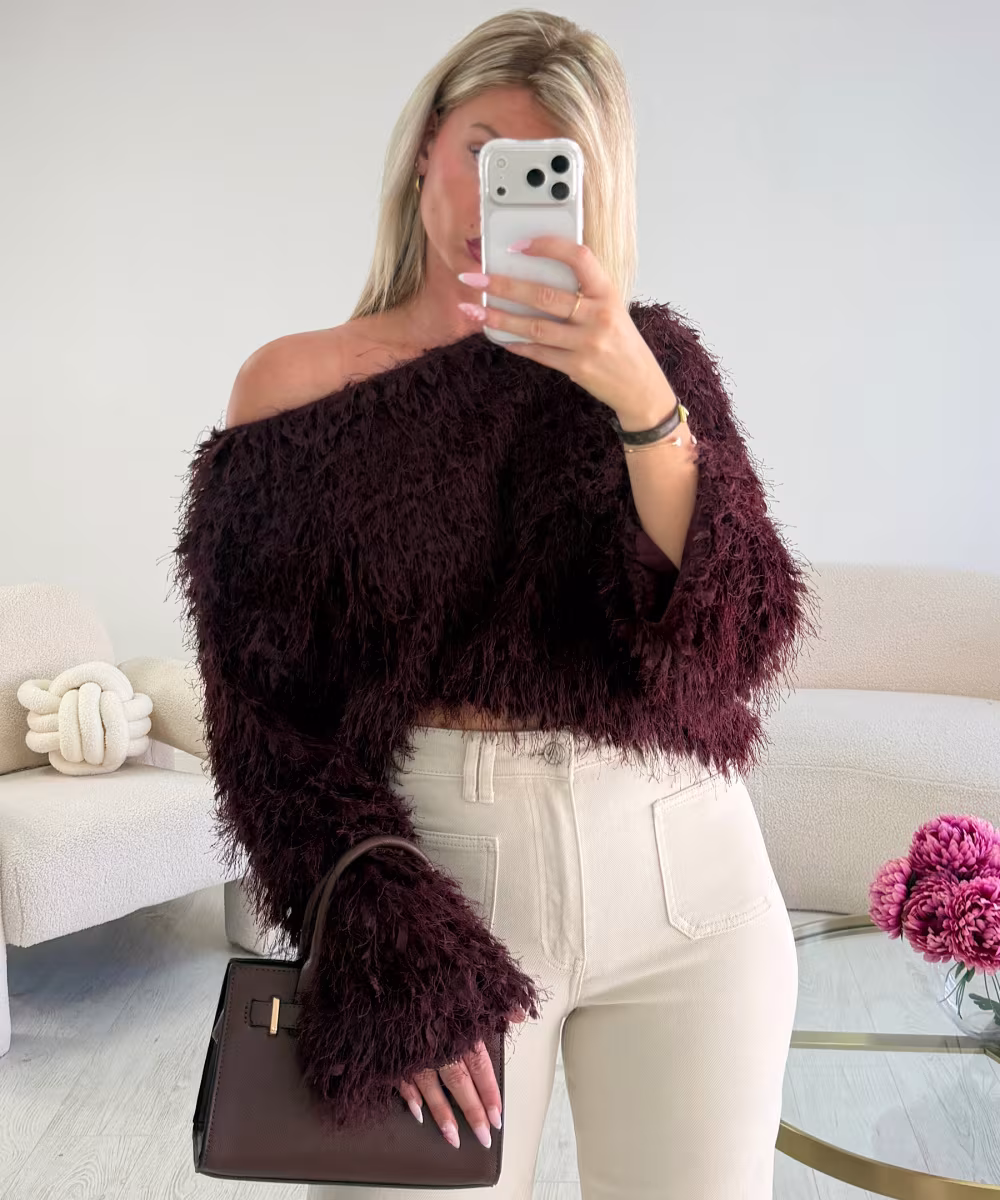 Top plume asymétrie burgandy