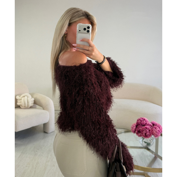 Top plume asymétrie burgandy