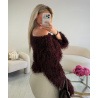 Burgandy asymmetric feather top