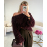 Burgandy asymmetric feather top