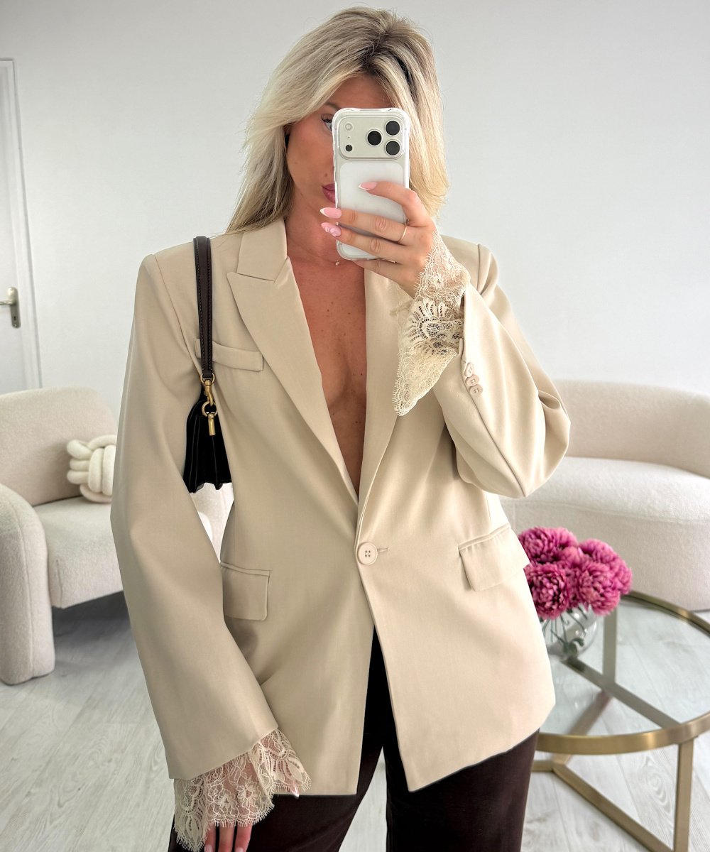 Blazer oversize dos échancré rose pastel - DRESS DESIREE