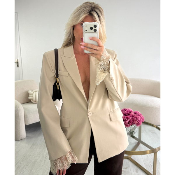 Blazer oversize dos échancré rose pastel - DRESS DESIREE