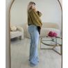 Khaki bomber jacket with shoulder pads