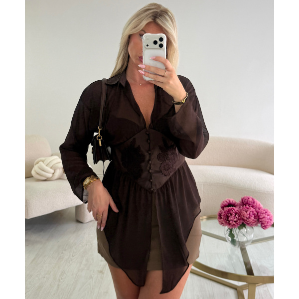 Chemise mousselien corset marron - DRESS DESIREE