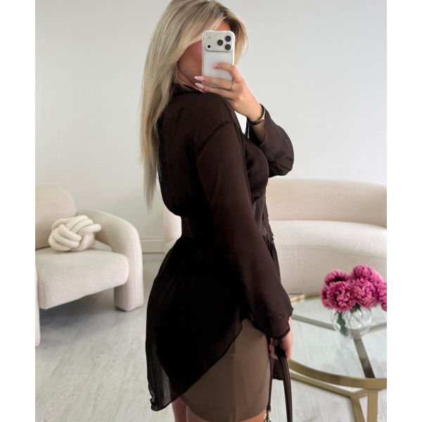 Brown mousseline corset-style shirt