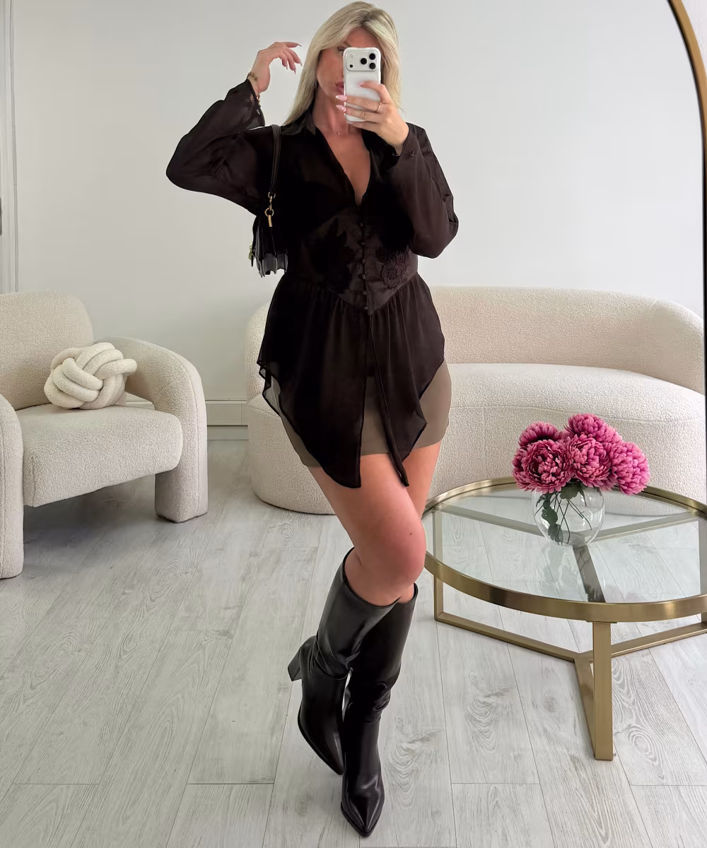 Chemise mousselien corset marron - DRESS DESIREE