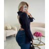Sleeveless navy blue fitted blazer