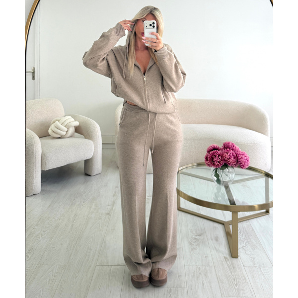 Taupe casual trouser set - DRESS DESIREE