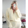 Creamy casual trouser set - DRESS DESIREE