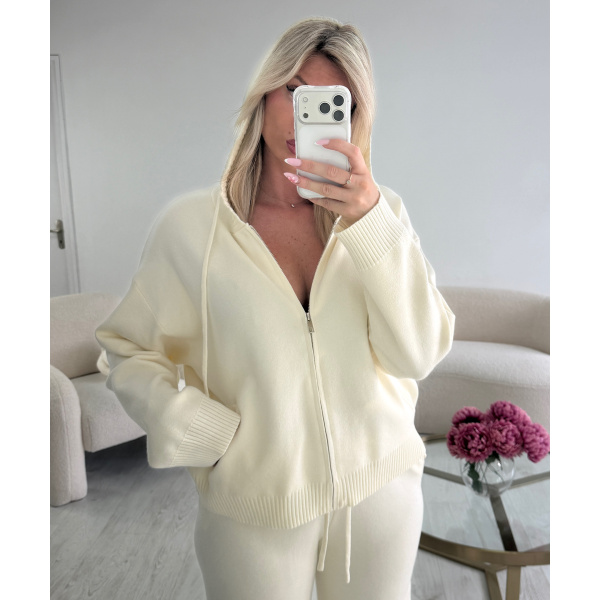 Creamy casual trouser set - DRESS DESIREE