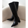 Classy black faux leather heeled boots - DRESS DESIREE