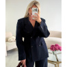 Fitted navy blue striped blazer
