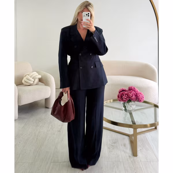Pantalon tall rayures bleu marine  - DRESS DESIREE