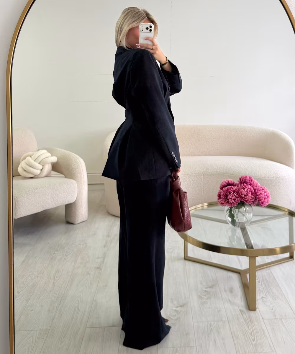 Pantalon tall rayures bleu marine