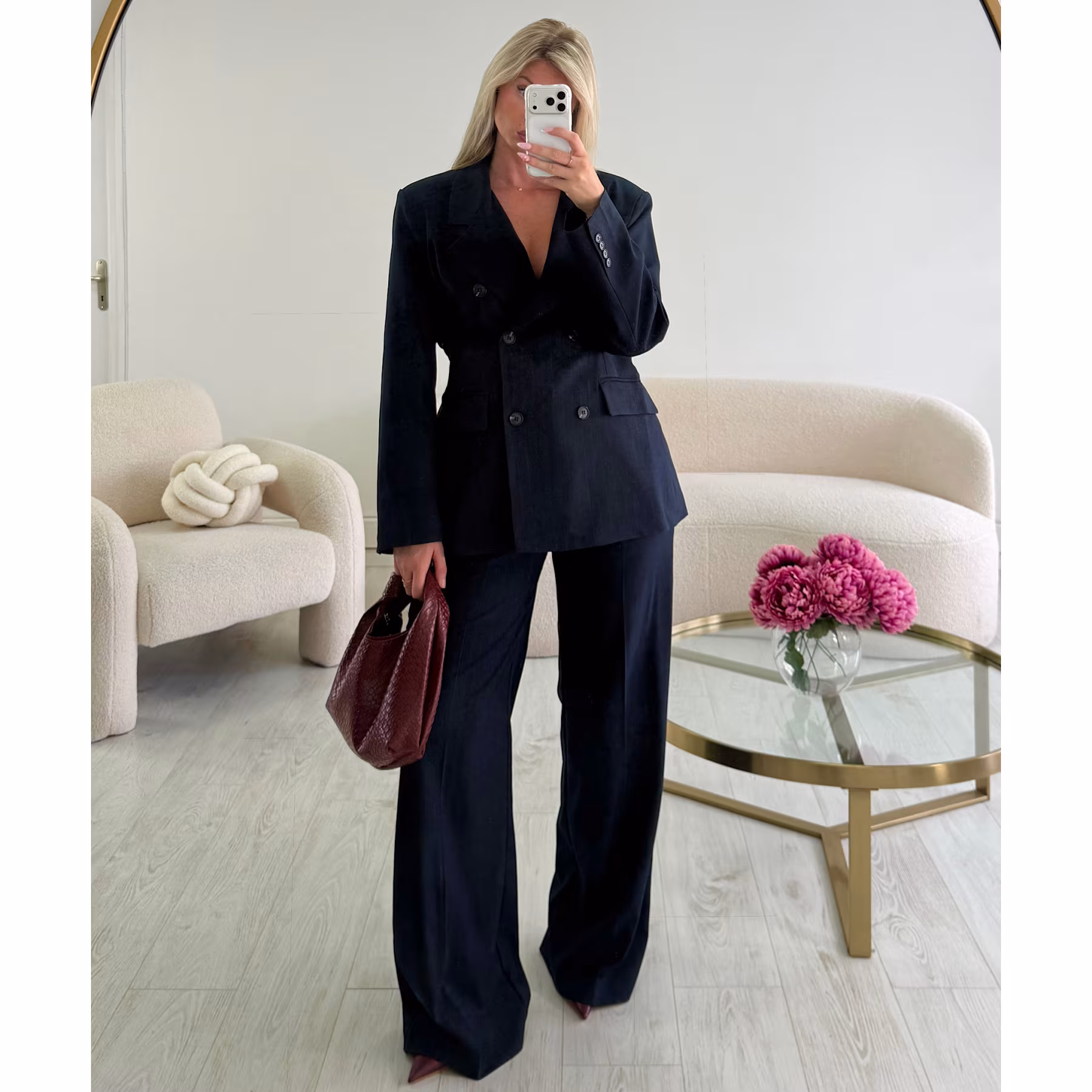 Pantalon tall rayures bleu marine  - DRESS DESIREE