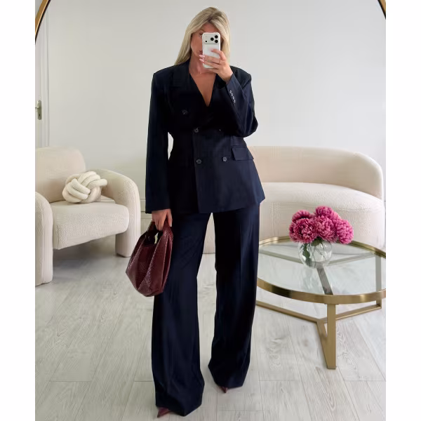 Pantalon tall rayures bleu marine  - DRESS DESIREE