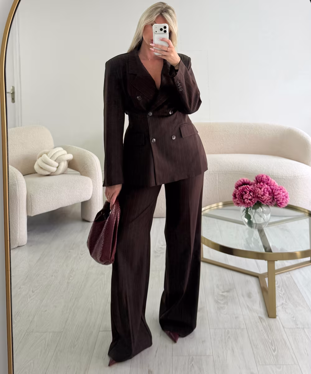 Blazer cintré rayures choco