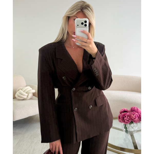 Fitted choco striped blazer