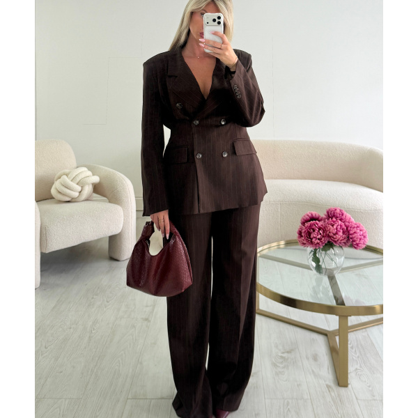 Brown striped tall trousers - DRESS DESIREE