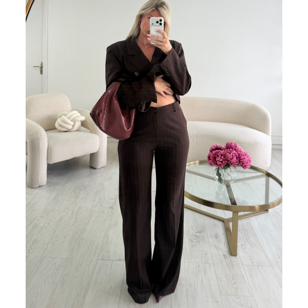Pantalon tall rayures marron  - DRESS DESIREE